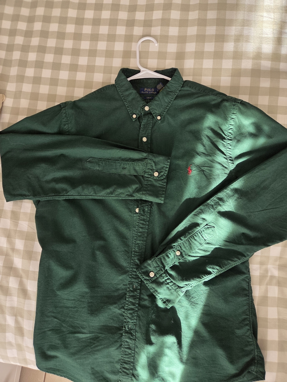 Polo by Ralph Lauren Green Button-Down Oxford Shirt with Red Pony Slim FIT